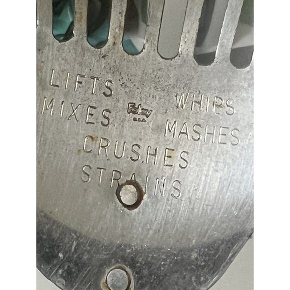 Vintage Foley Kitchamajig Slotted Spoon Lifts Whips Mixes Mashes Crushes Strains - Picture 5 of 5